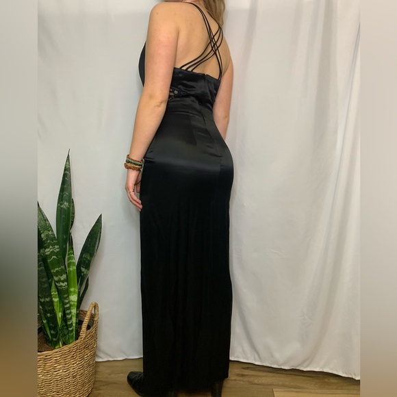 Vintage 90s Whimsigoth Prom Formal Dress Cut Out Mesh See Though Sheer Design - Picture 2 of 5